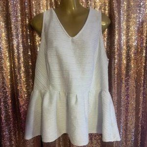 Sleeveless White Peplum Shirt – Plus Size